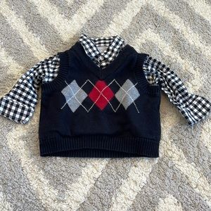 The children’s place~ cutest plaid shirt with sweater vest ever! Very sharp!!🤩